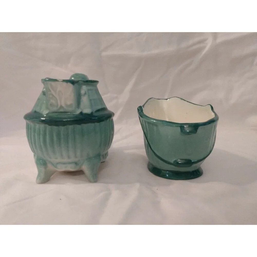 Brayton Laguna Sugar Creamer Potbelly Stove Ash Can 1943 California Pottery
